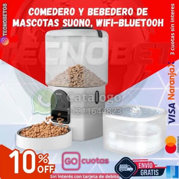 Producto - COMEDERO Y BEBEDERO DE MASCOTAS INTELIGENTE SUONO