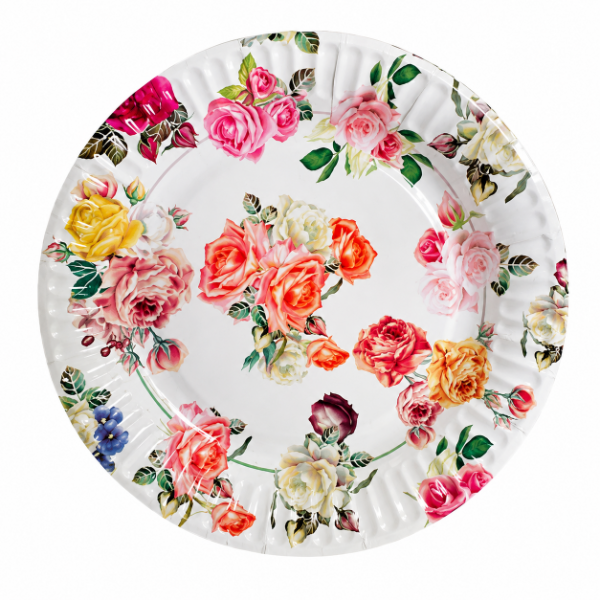 Producto - PLATO DE POLIPAPEL 17cm VINTAGE FLORES x 6 unidades