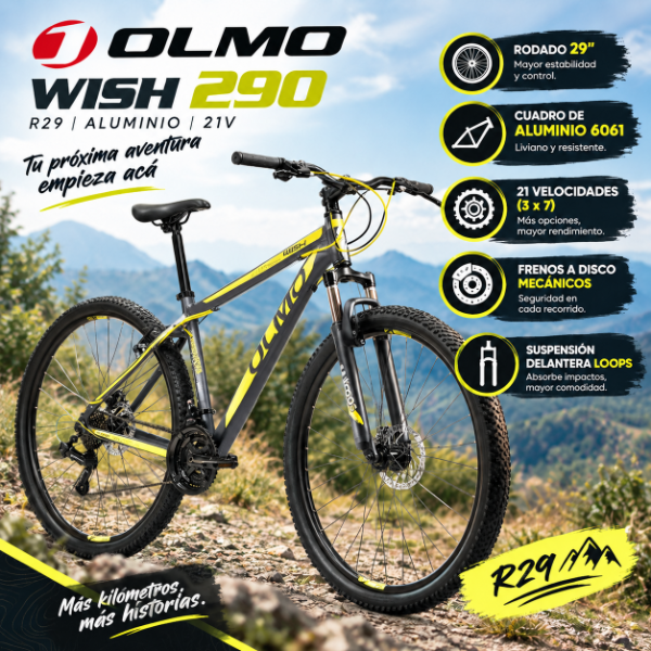 Producto - BICICLETA OLMO WISH 290 R29 ALUMINIO- NEGRO AMARILLO