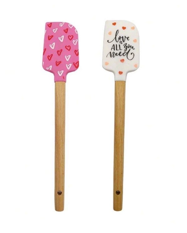 Producto - Espátula Silicona Corazones Mango Madera