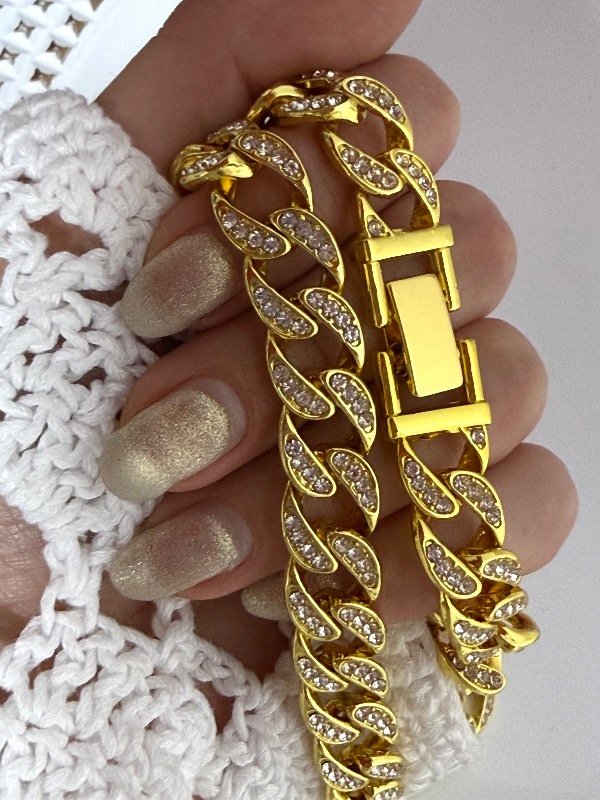 Producto - CF035 Cadena dorada con strass 50 cm