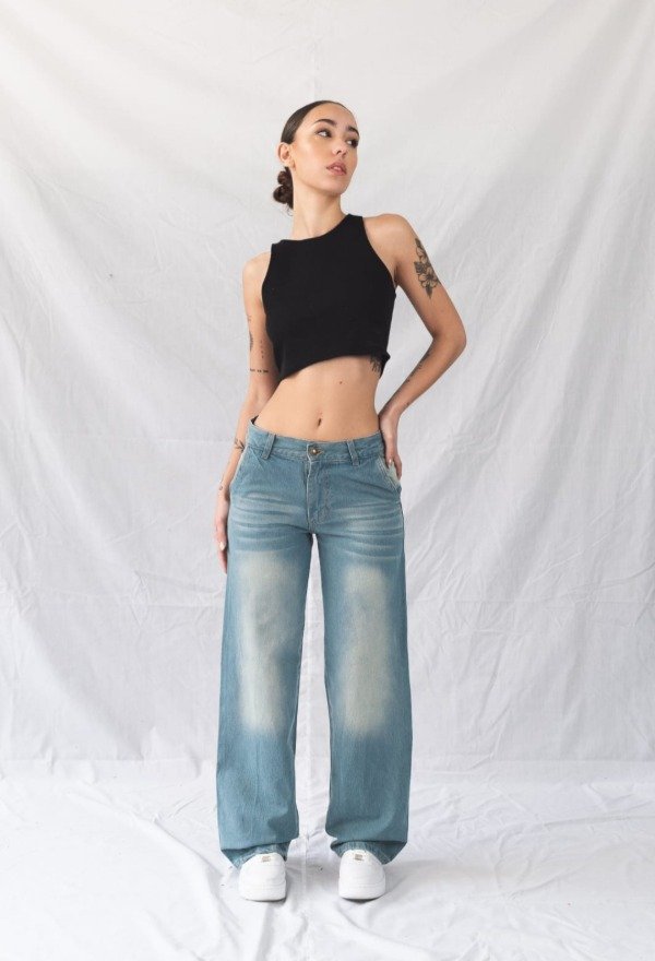 Producto - Wide leg tiro bajo oxido