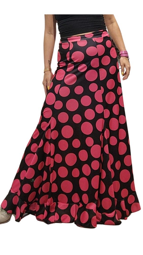 Producto - Falda Fucsia con lunares negros - Talle M