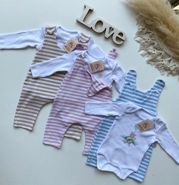 Producto - Set Body + Jardinero Rayado - COD 829