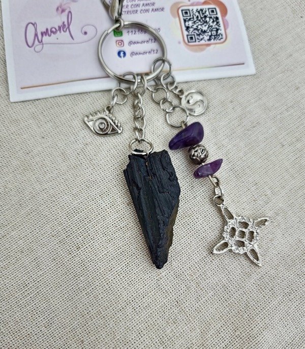 Producto - Llavero Turmalina negra y Amatista
