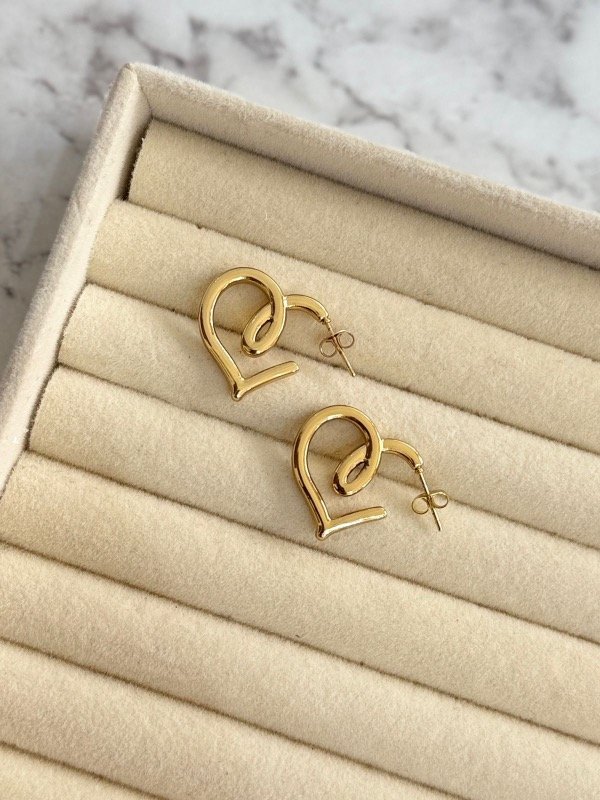 Producto - AROS CORAZON ACERO DORADO