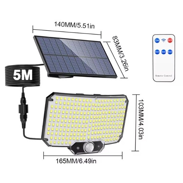 Producto - Lampara Solar Reflector Luz Fría Con Sensor Control Cable 5m
