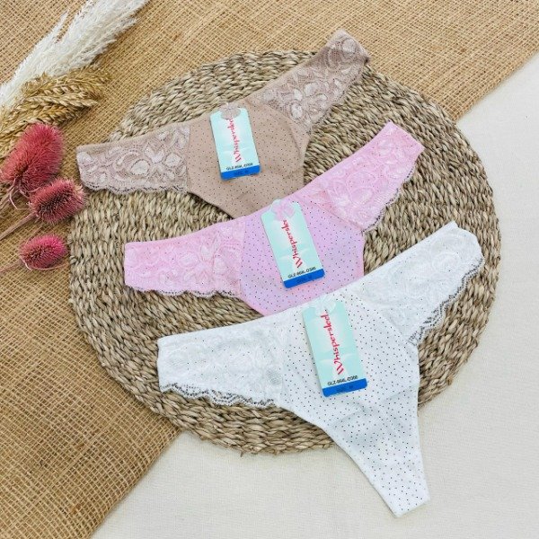 Producto - Art. 300 - WHISPERSLEELA- PACK X3 Colaless Algodon/Lycra "PUNTITOS"Puntilla