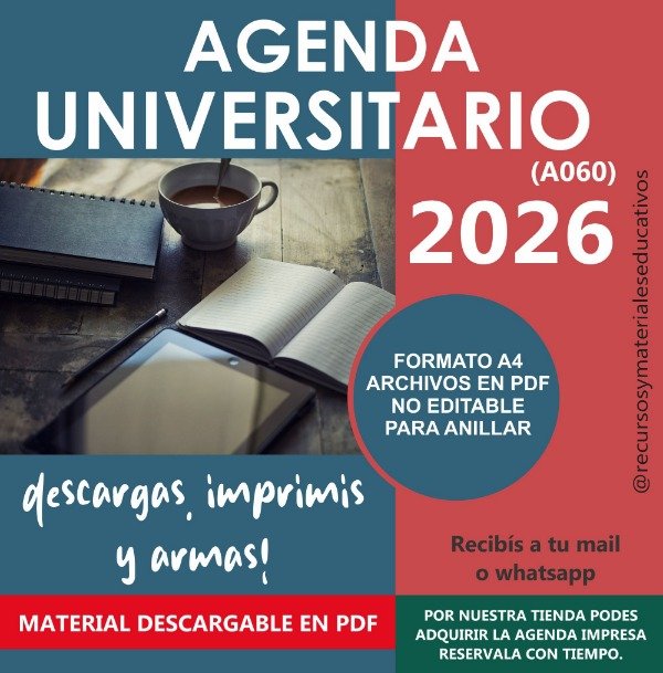 Producto - Agenda Universitarios 2026 para descargar e imprimir A4