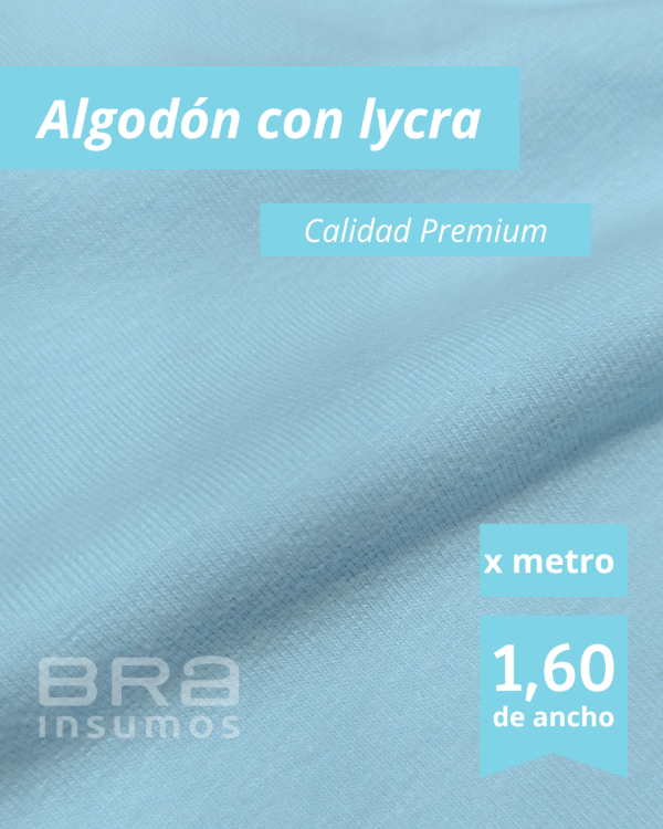 Producto - Algodón con Lycra Premium 1,6 m de Ancho - Celeste (x Metro) - 3