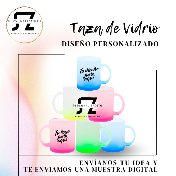 Producto - Taza personalizada de vidrio de colores