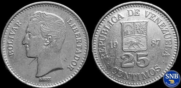 Producto - Venezueala - 25 Céntimos (1987) KM #50.2 [VF] - Crisis y Neoliberalismo