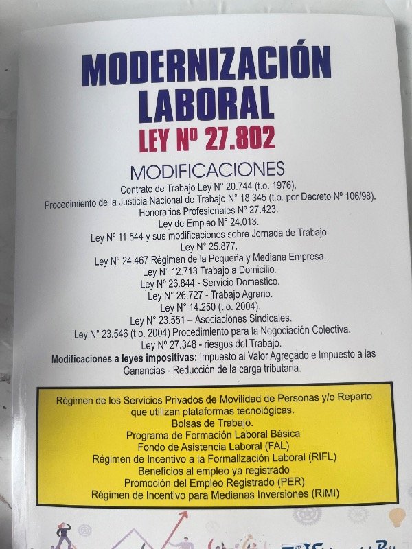 Producto - Modernización Laboral  Ley N.27.802 - 1