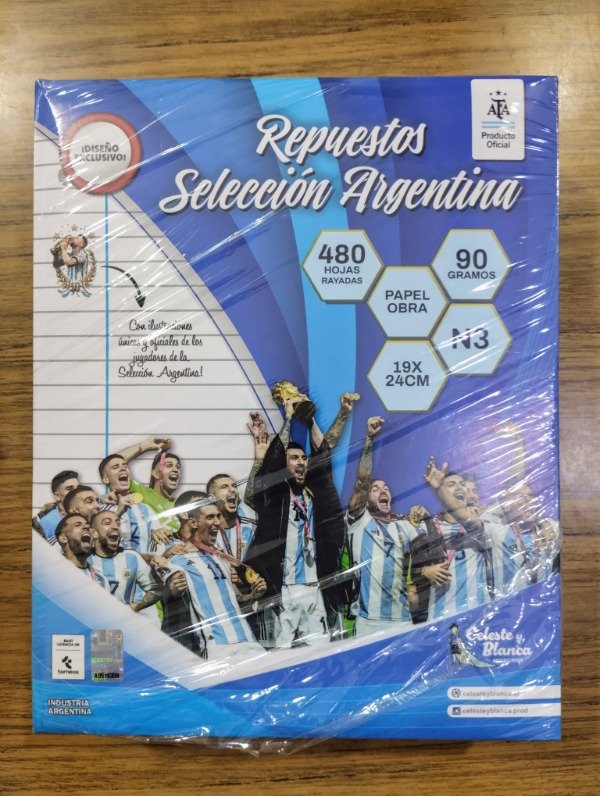 Producto - Repuesto Escolar Oficial Selección Argentina 480 hojas gruesas