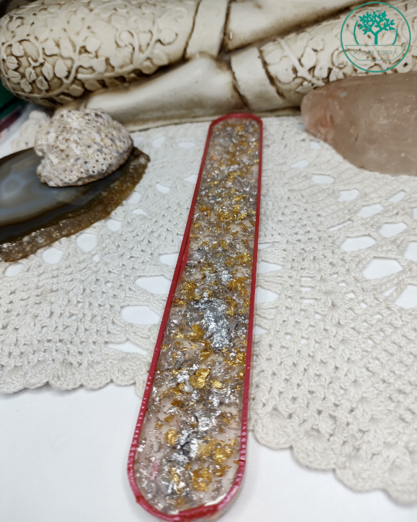 Producto - Porta Sahumerios Resina Epoxi dorado/plateado