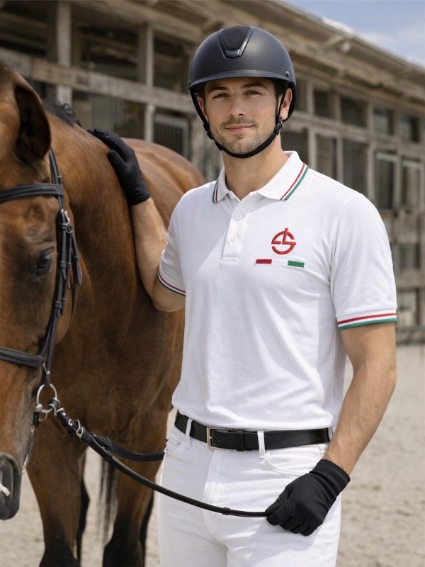 Producto - REMERA POLO BLANCA JINETE