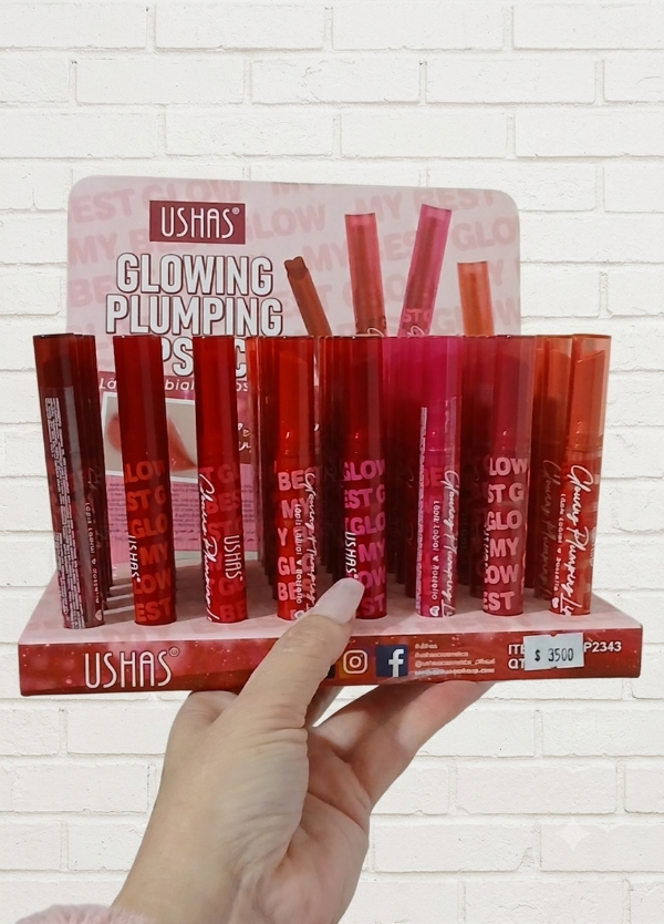 Producto - Lápiz Labial Glowing Plumping USHAS (Efecto Voluminizador y Brillo)