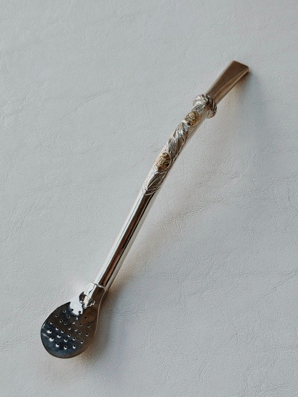 Producto - Bombilla Flores Plata y Oro