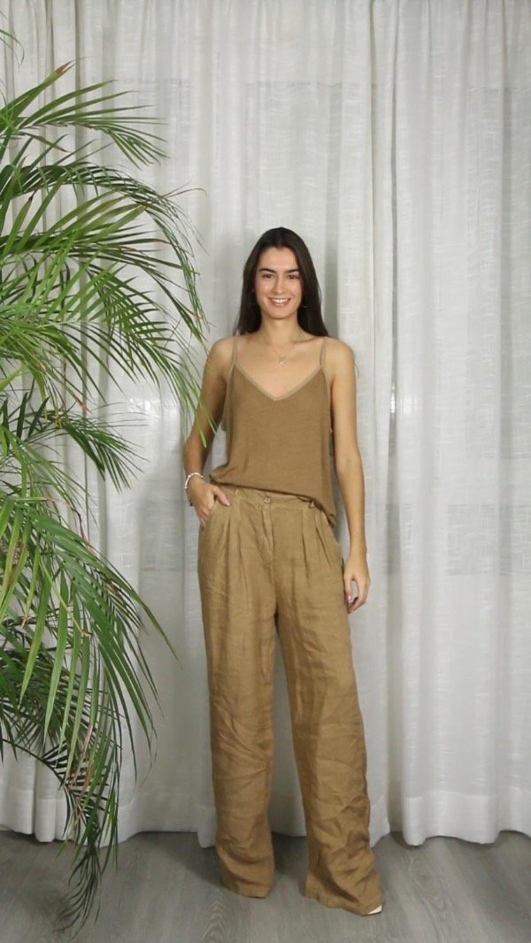 Producto - Pantalón de Lino 100 Renacimiento Camel