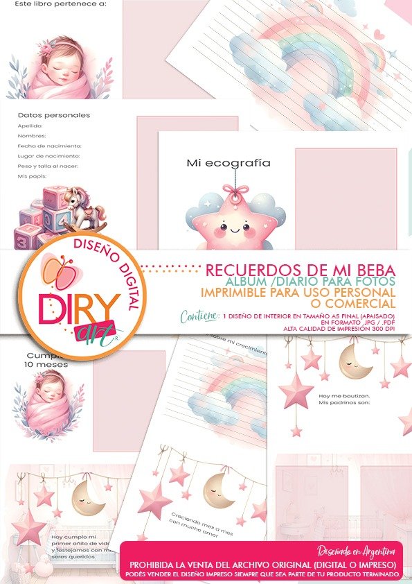 Producto - Recuerdos de mi beba - Interior para álbum de fotos
