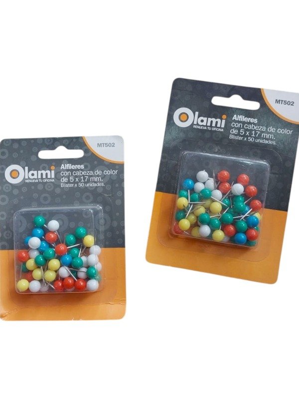 Producto - ALFILERES CON CABEZA DE COLOR X 50UD.
