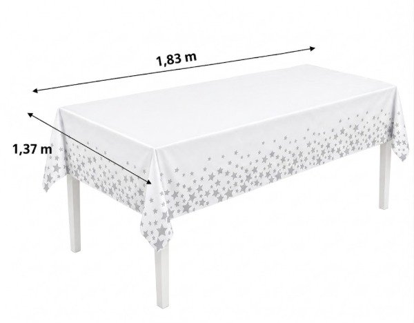 Producto - Mantel Metalizado Descartable Blanco / Estrellas Plateadas - 2