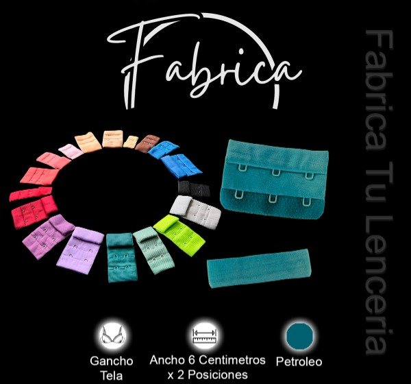 Producto - Gancho de tela Petróleo 6cm x 2 posiciones (por unidad)