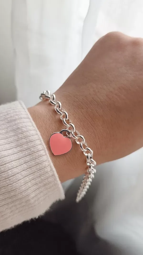 Producto - Pulsera rolo con corazon rosa esmaltado ab