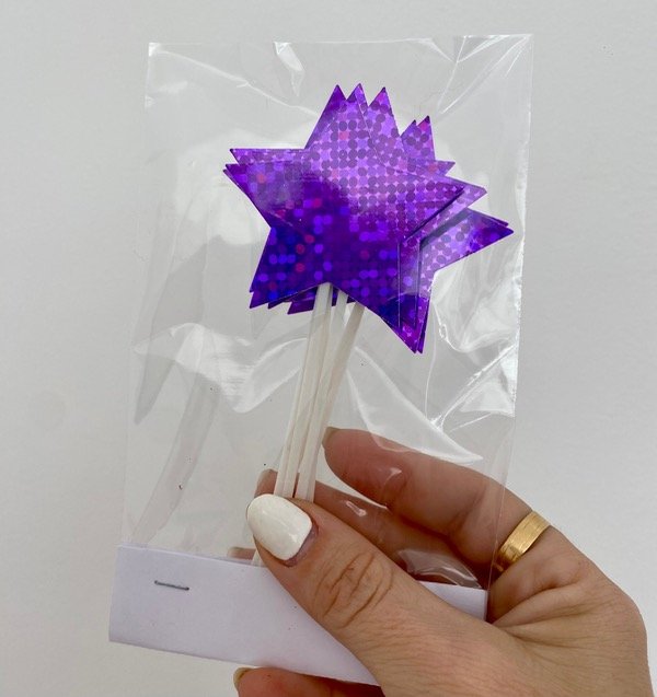 Producto - CAKE TOPPER ESTRELLAS LILA TORNASOLADO X 6 UNIDADES