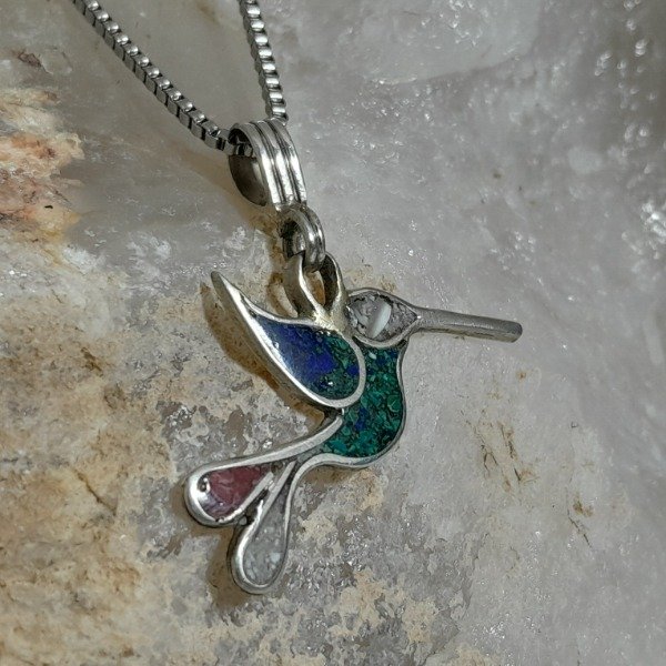Producto - Dije de plata 925 reconstituido colibrí - 1