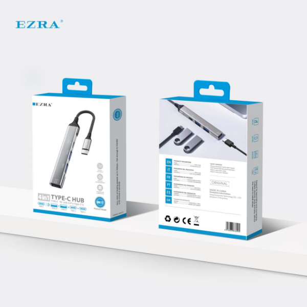 Producto - Hub USB 3.0 4en1 Puertos Tipo C- USB Metalizado UH17.
