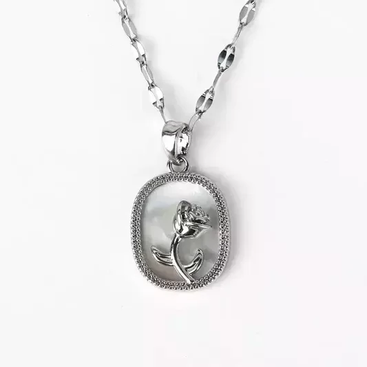 Producto - Collar rose nacar silver