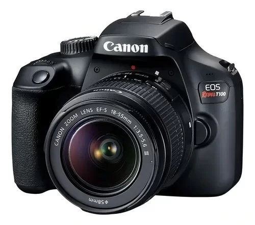 Producto - Camara Fotográfica Canon Rebel T100 18-55 Dciii Uscan  CON FUNDA