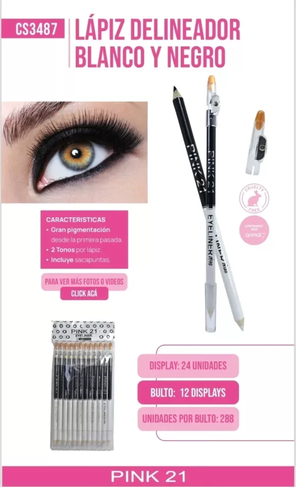 Producto - Delineador en lapiz 2 en 1 PINK21