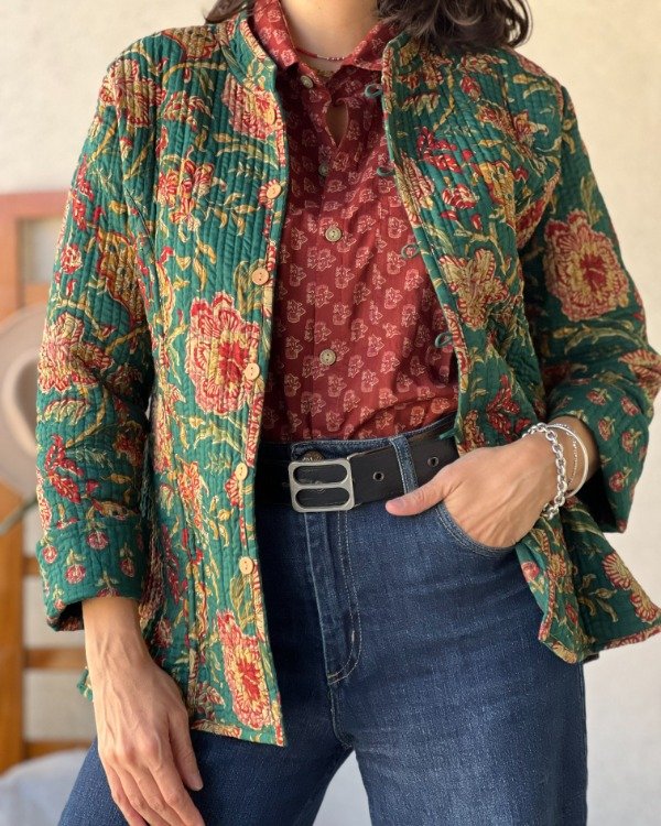 Producto - Chaqueta Hindi Verde Inglés y Tomate S/M