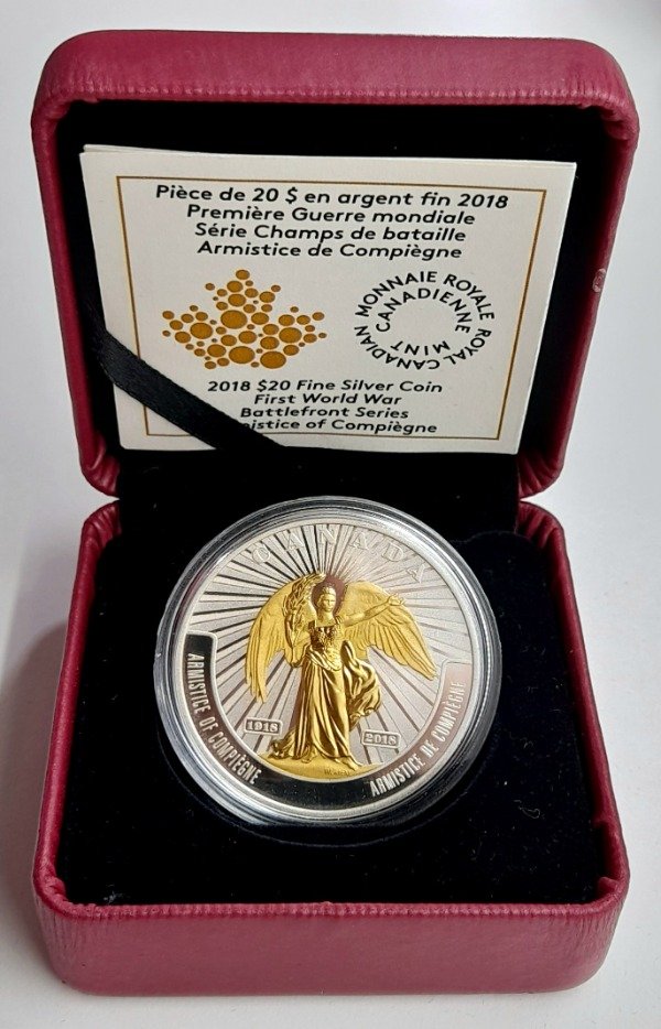 Producto - Canada 20 Dolares 2018 Plata 999 c/oro Armisticio/Jorge V (10.000) Unc/PROOF