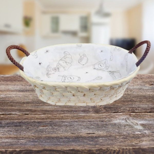 Producto - Panera ovalada de mimbre y tela