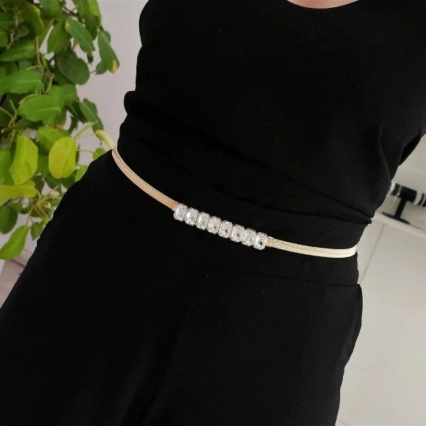 Producto - Cinto dorado elastizado modelo liso y con brillos - 4