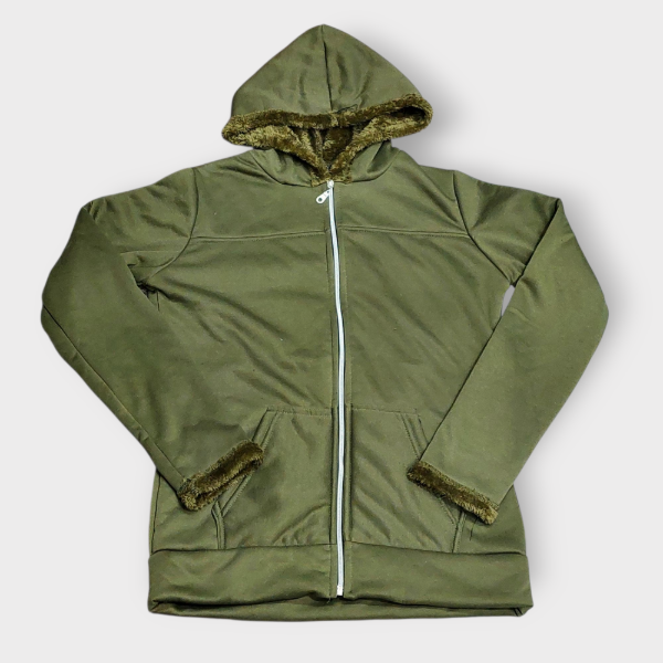 Producto - Campera Dama con peluche Verde T2 y T4