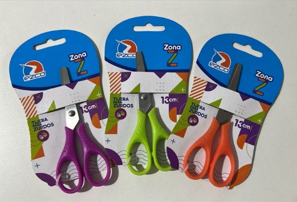 Producto - TIJERA ESCOLAR PARA NIÑOS ZURDOS 13CM EZCO ZONA Z