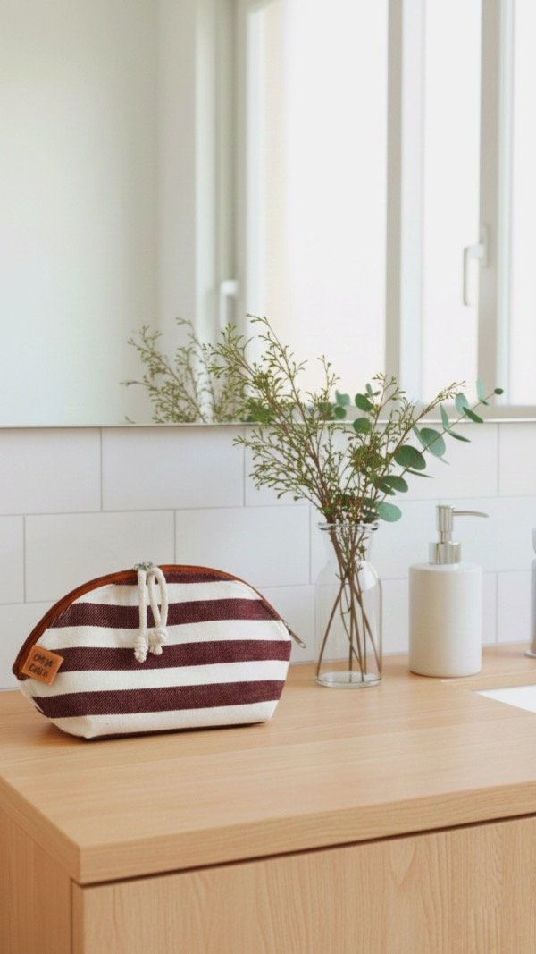 Producto - Neceser arco - líneas bordó y crudo