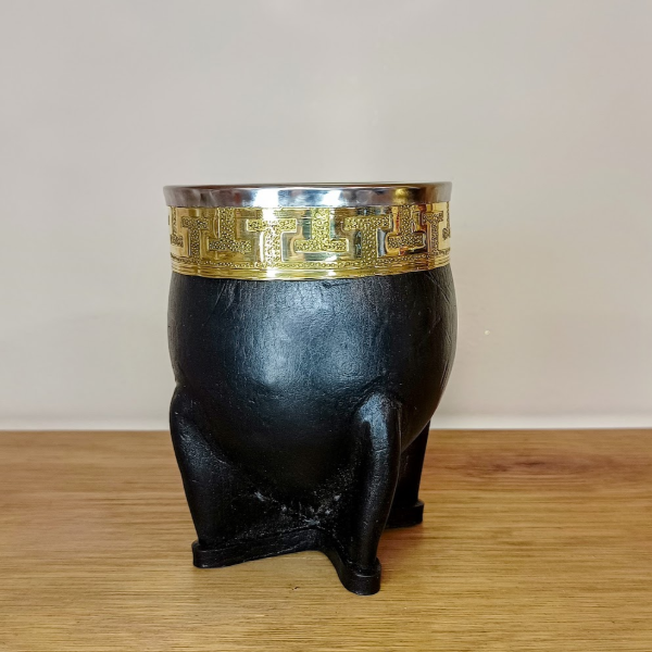 Producto - Mate imperial con virola de acero lisa y fleje de bronce cincelado - 0