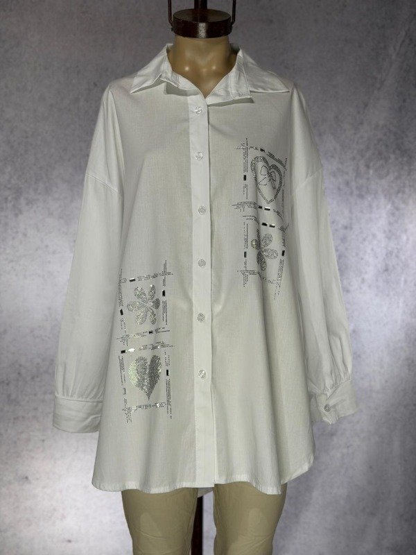 Producto - CAMISA ITALIANA BLANCA CON STRASS