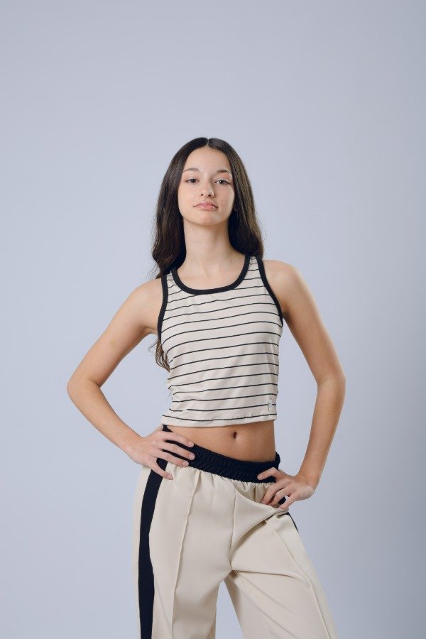 Producto - Musculosa Rayada beige