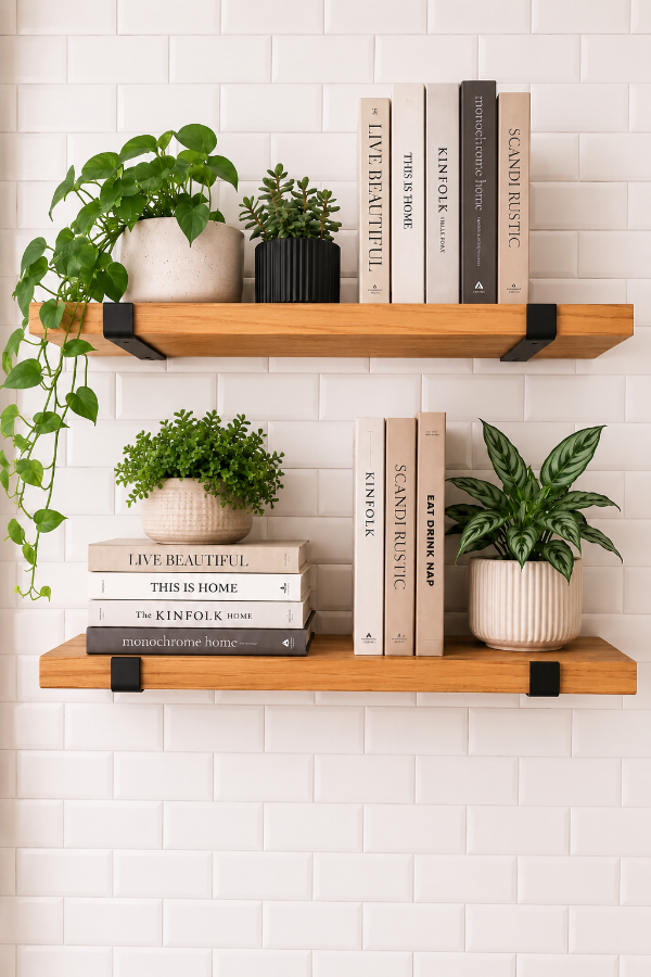 Producto - Combo de 2 estantes reforzados  70 x 20 madera paraiso