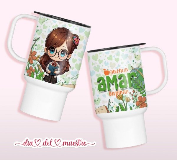 Producto - Plantillas Sublimar Jarros Térmicos Dia del Maestro Frases #J124