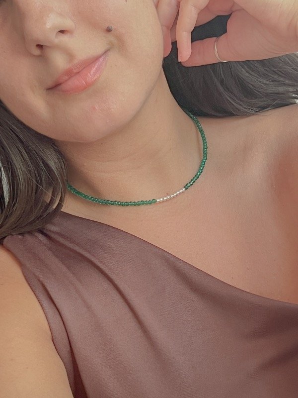 Producto - Cadenita cristales verde 40cm