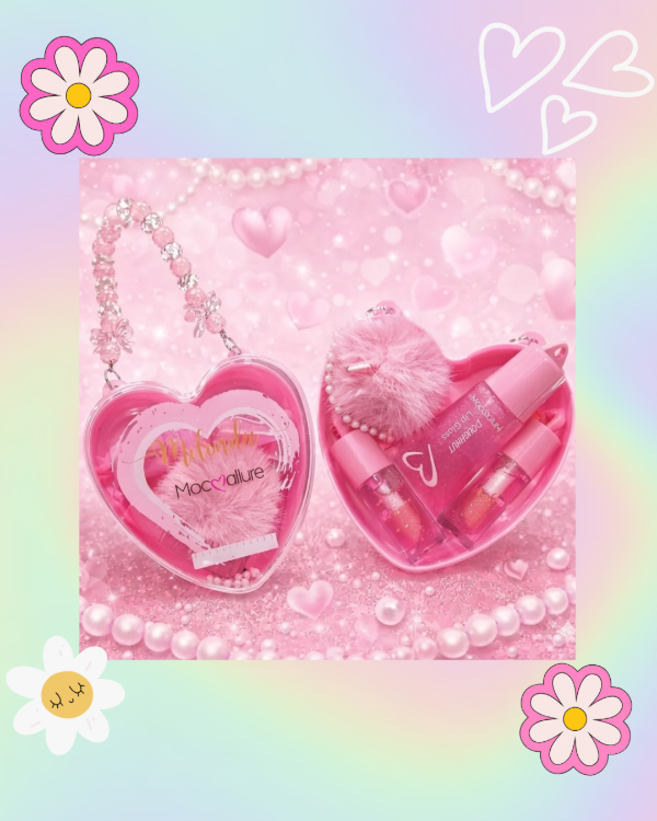 Producto - Set Corazón Carterita con 3 Gloss + Pompon