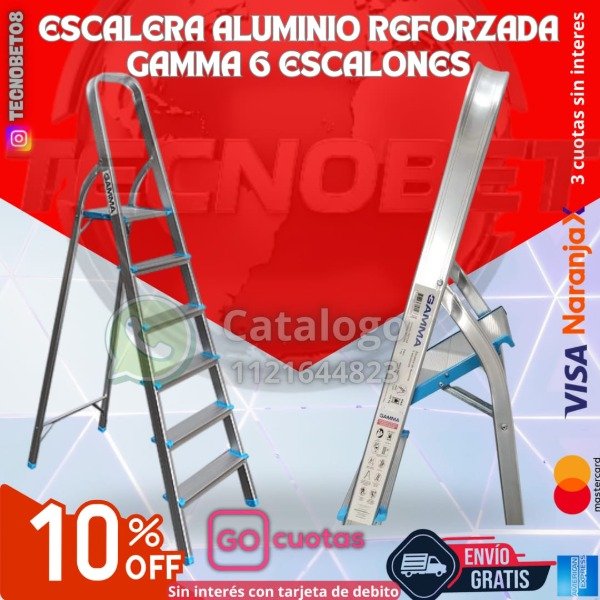 Producto - ESCALERA DE ALUMINIO REFORZADA GAMMA 6 ESCALONES