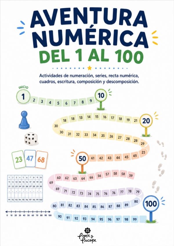 Producto - Aventura numérica del 1 al 100: Cuadernillo de numeración inicial